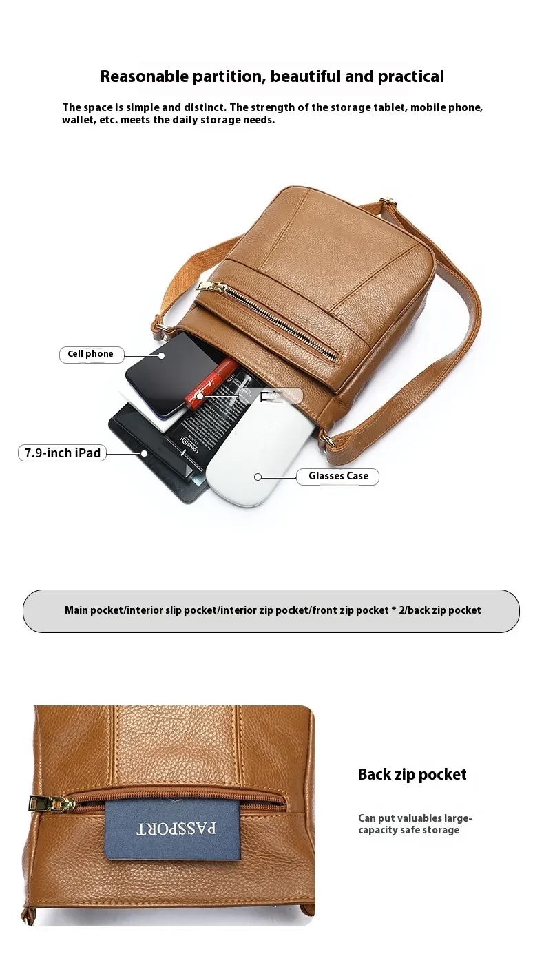 New Mother Style First Layer Cowhide Messenger Bag