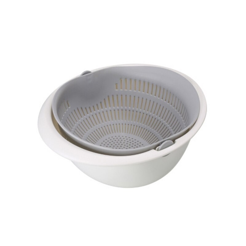 Double-Layer Rotating Fruit and Vegetable Draining Basket
