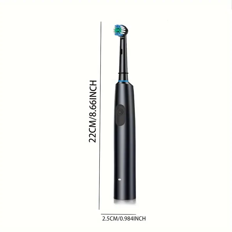 Rechargeable Electric Toothbrush with 4 Replaceable Heads, 5 Modes, Round Head, 360 Rotation