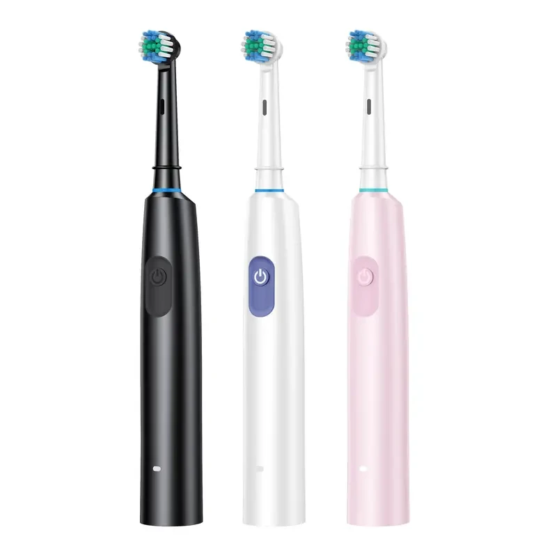 Rechargeable Electric Toothbrush with 4 Replaceable Heads, 5 Modes, Round Head, 360 Rotation