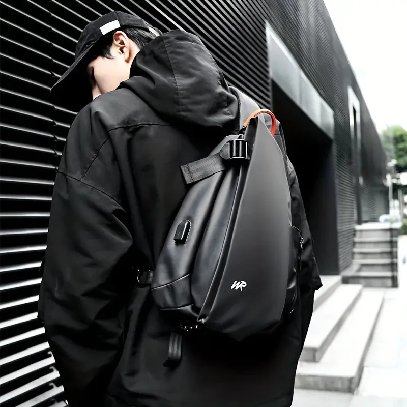 Unisex Black Nylon Crossbody Bag