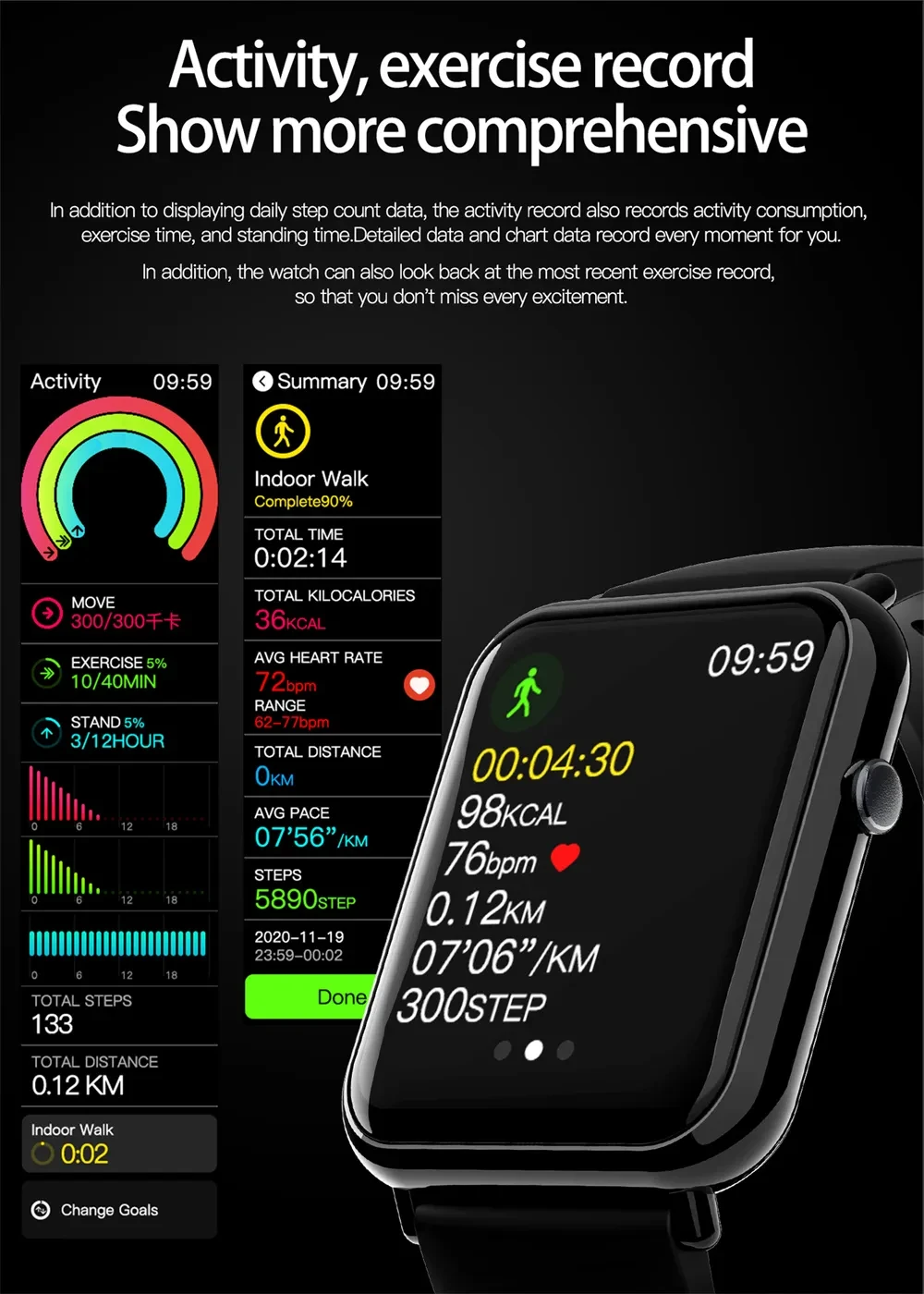 Zinc Alloy Smart waterproof watch