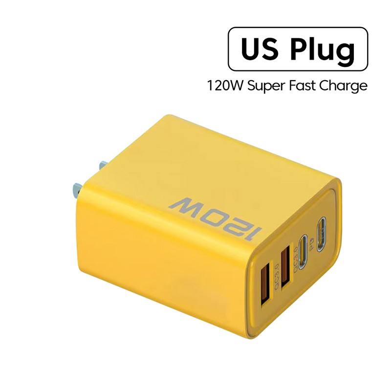 4-Port 120W USB-C PD Charger - Quick Charge 3.0 Adapter