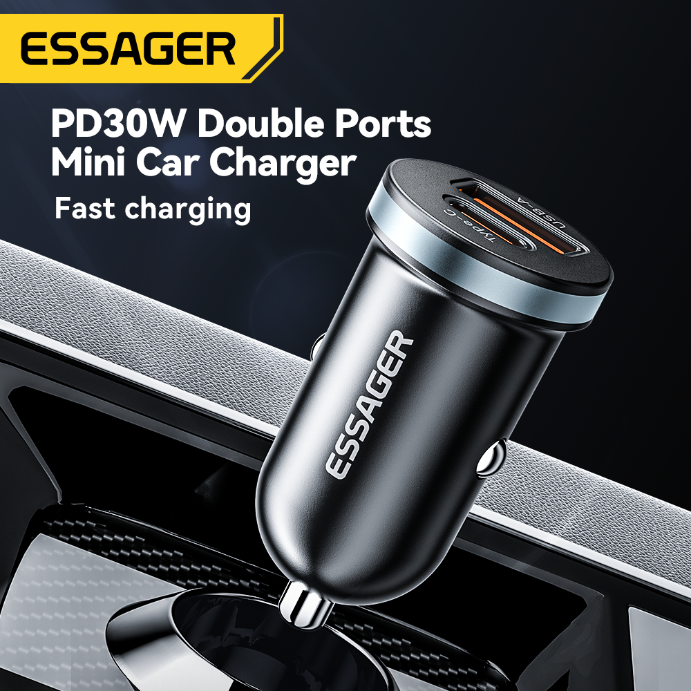 Essager 30W USB Car Charger - Quick Charge 4.0/3.0 with PD