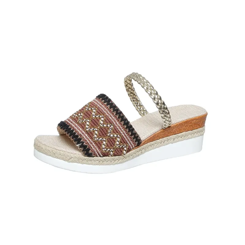 New Color-blocked Wave-patterned Sandals For Women