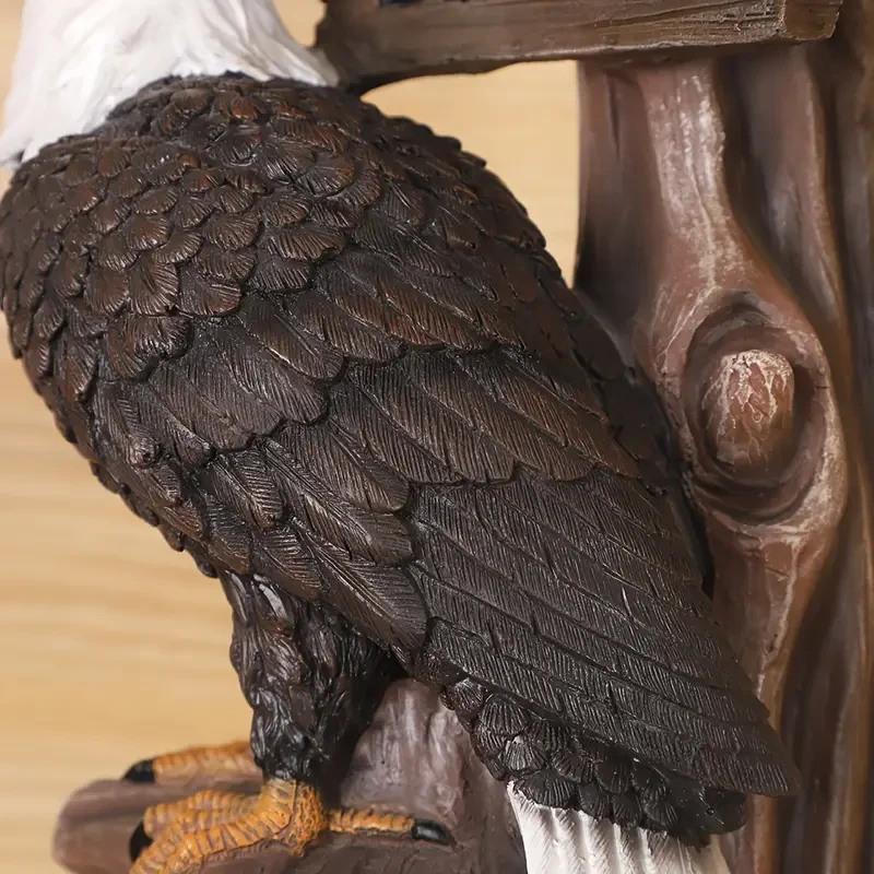 Majestic Eagle, Patriotic American Bald Eagle Statue with 'Brave Home' Sign