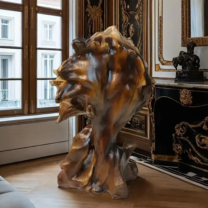 1pc Majestic Resin Lion Head Statue - Artwork for Luxury Living Rooms