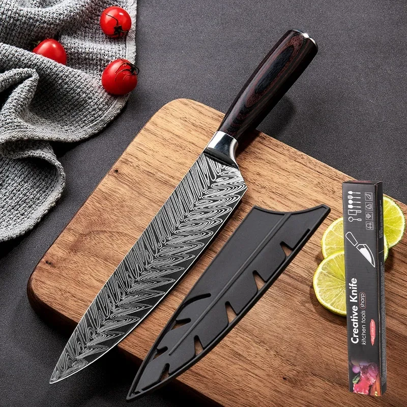 Stainless Steel Chef Damascus Grain Kitchen Knife