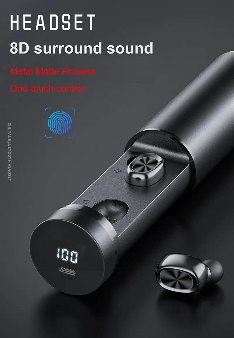 Bluetooth Earphone 5.0 Wireless 8D HIFI Sport MIC