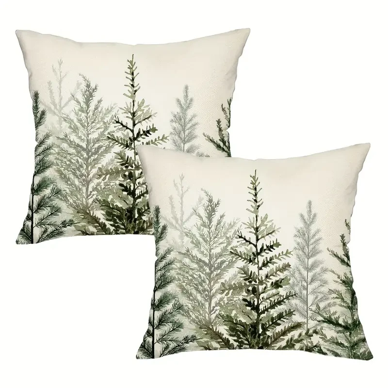 2pcs Rustic Christmas Tree Throw Pillow Covers, 45.72x45.72cm