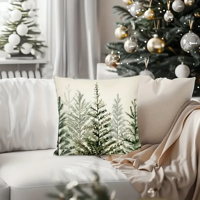 2pcs Rustic Christmas Tree Throw Pillow Covers, 45.72x45.72cm