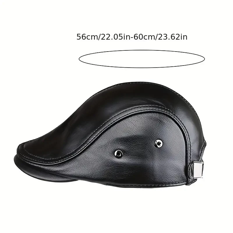 Men's Genuine Cowhide Leather Newsboy Cap