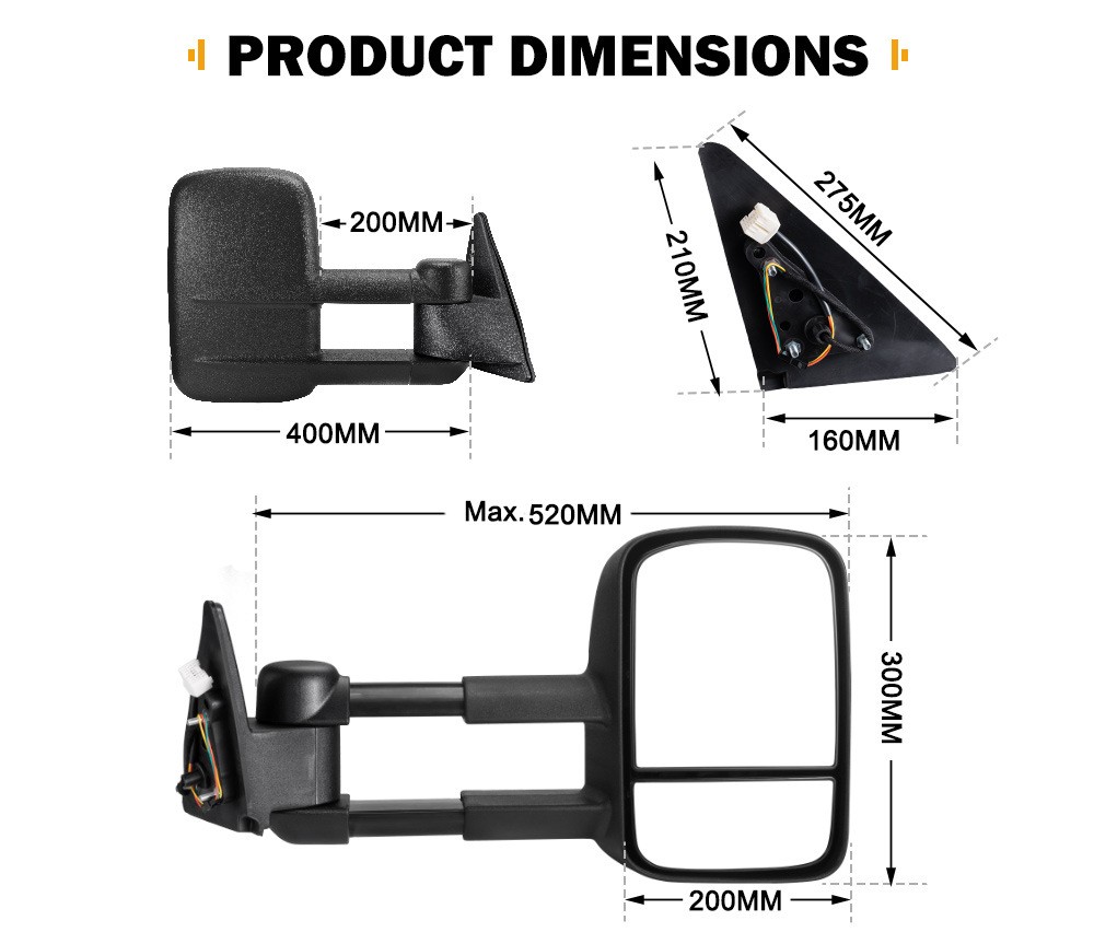 Foldable Rearview Mirror Trailer Only