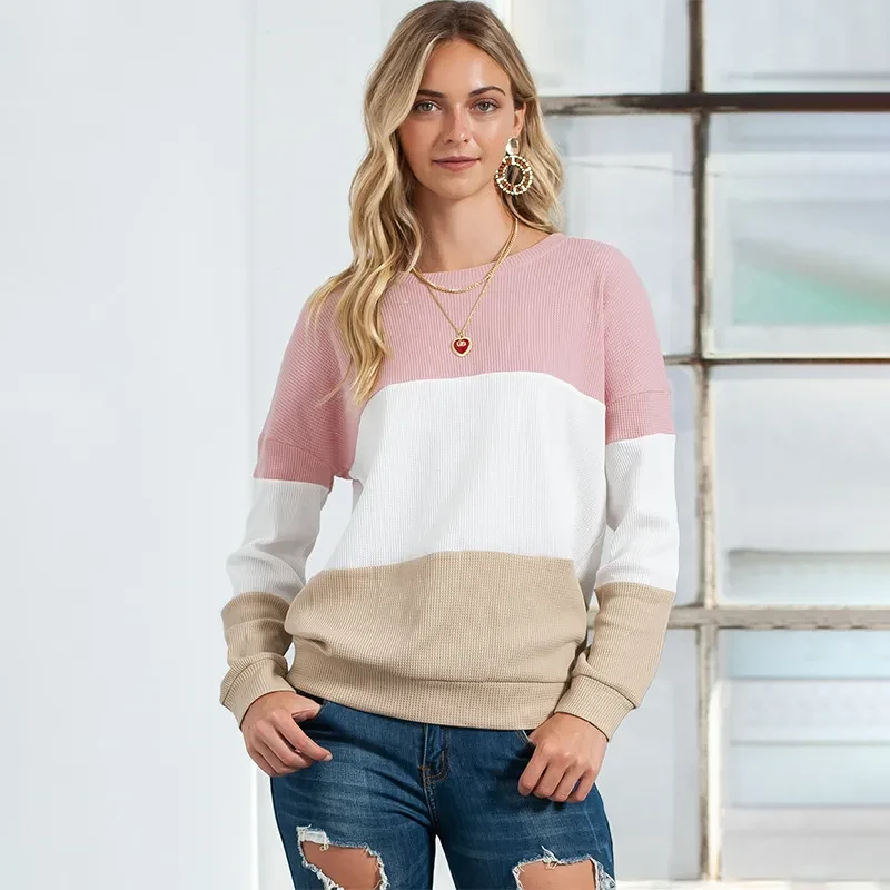 Fashion Contrast Color Pullover Women