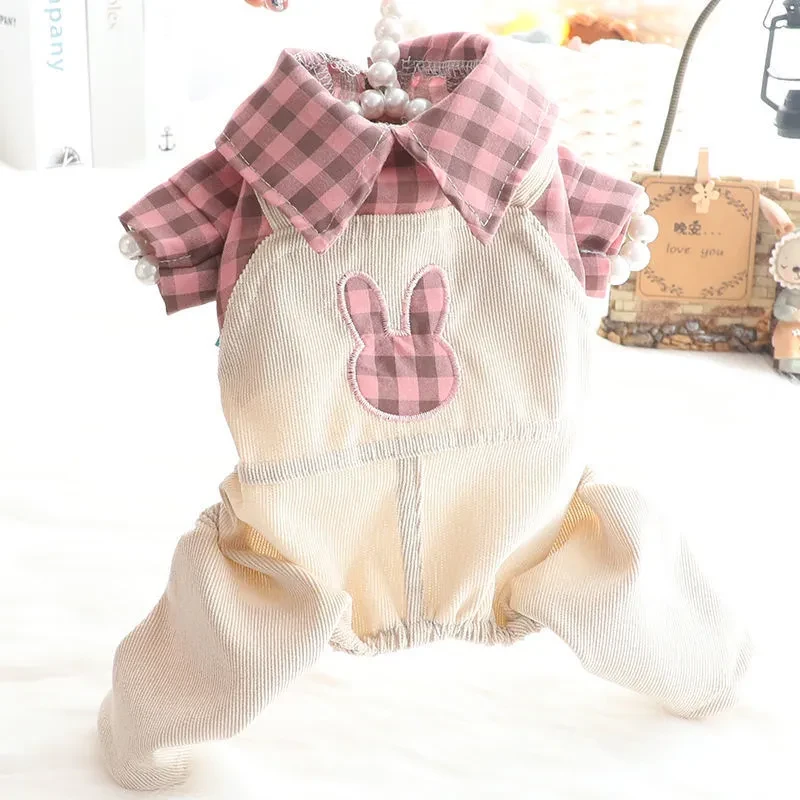 Thin Plaid Shirt Overalls Dog Clothes