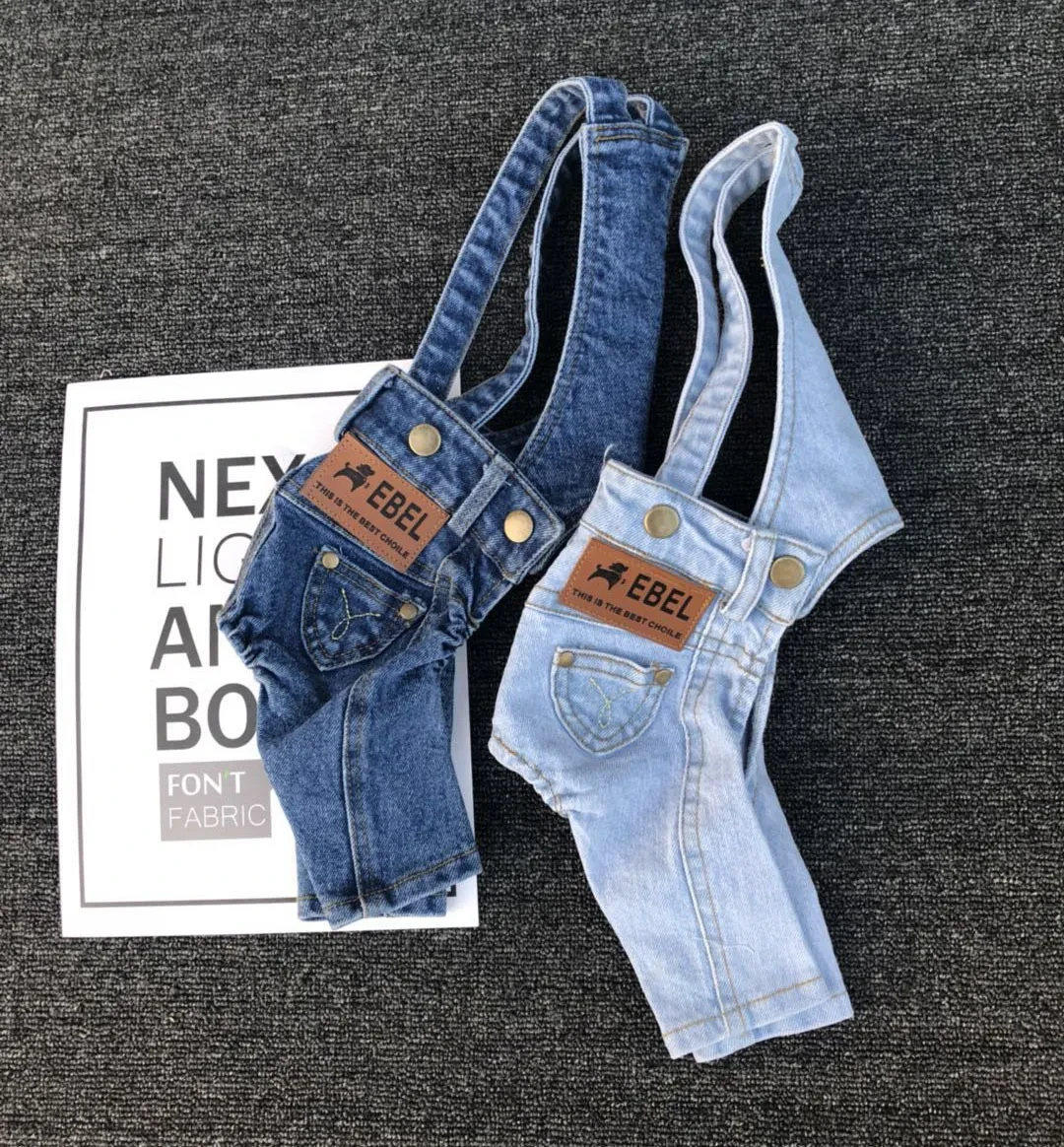 Adorable Dog Clothes - Denim Jeans And Braces Style