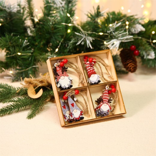 Christmas Decoration Wooden Colorful Christmas Tree Ornaments For The Elderly