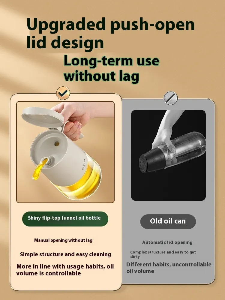 Household Kitchen Non-oil-stick Large Capacity Glass Oiler