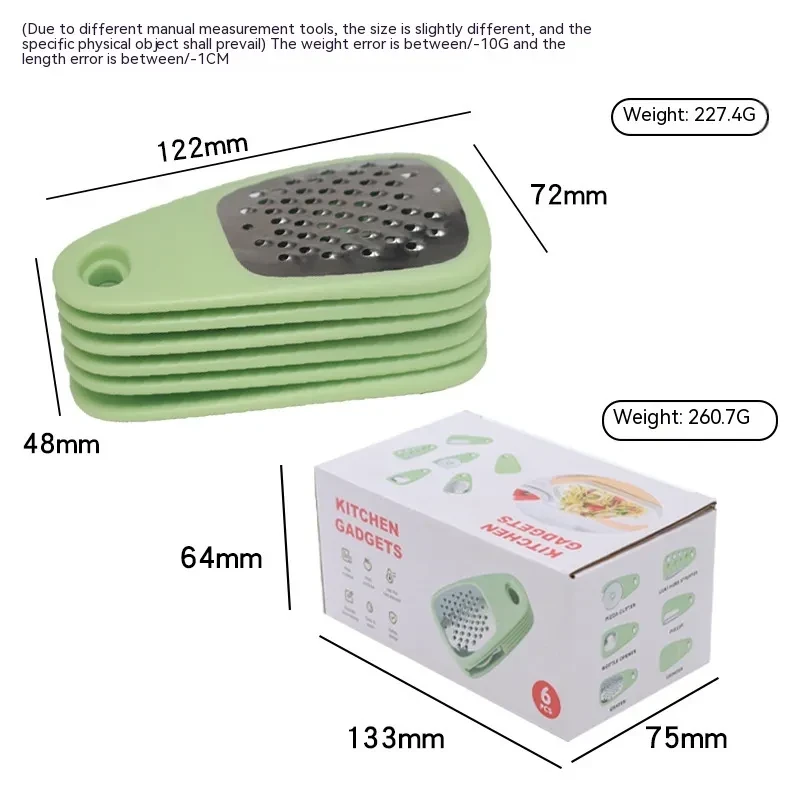 Kitchen Gadget Set 6 Slicing Knife Peeler Multifunctional Mashed Garlic Slicer