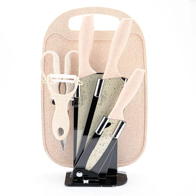 Colored Fruit Knife With Cutting Board Kitchen Box Gift Knives