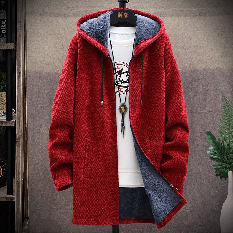 Mens Slim Fit Hooded Knitted Sweater Coat