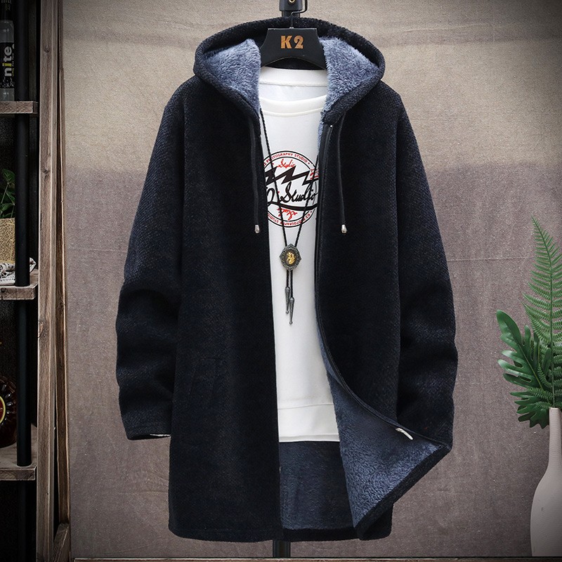 Mens Slim Fit Hooded Knitted Sweater Coat