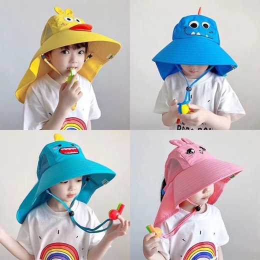 Sun Protection Thin Breathable Big Brim Whistle Sun Hat