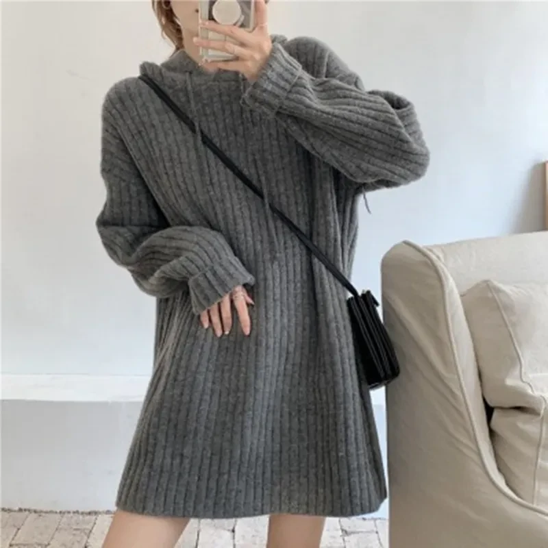 Hooded Mid-length Sweater Women Loose