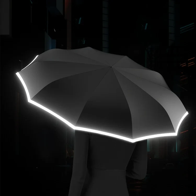 Ring buckle umbrella, Reflective Safety Strip, Sturdy Windproof, Travel Portable