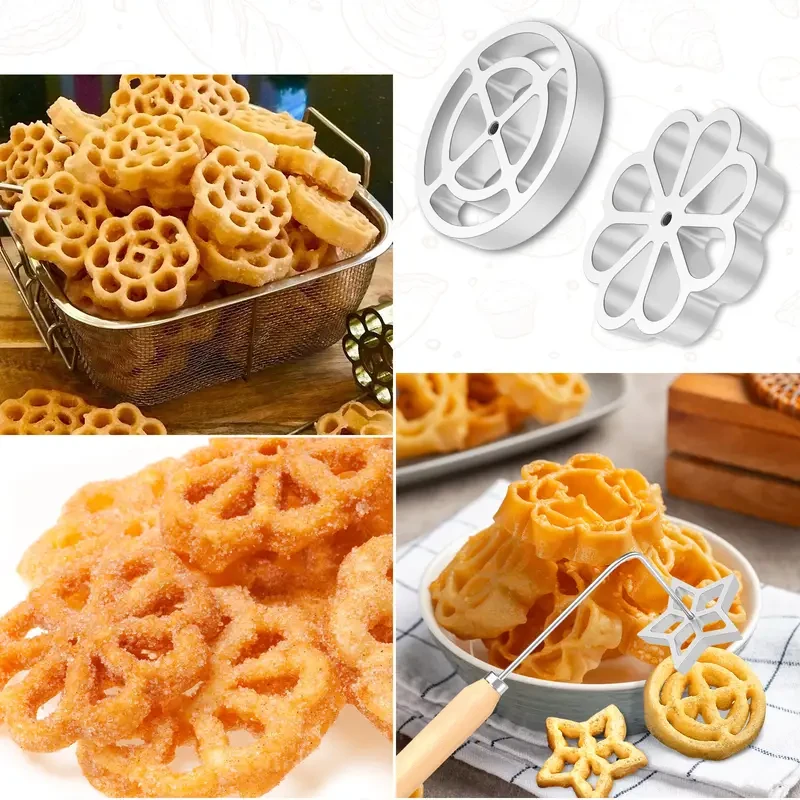 Aluminum Rosette Iron Molds Set with Handle