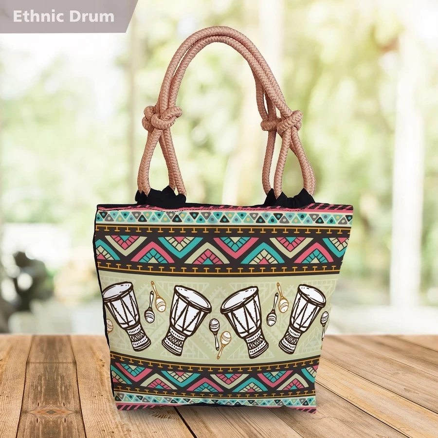 Totebag Batik Printing Ethnic Motif Tribal Tropical Floral Flower Ethnic Drum