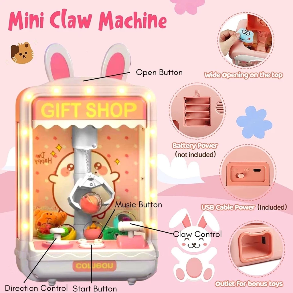 Kids Toys Claw Machine Jumbo Cartoon Automatic Doll Catching Machine with Music and Lights Children Gift