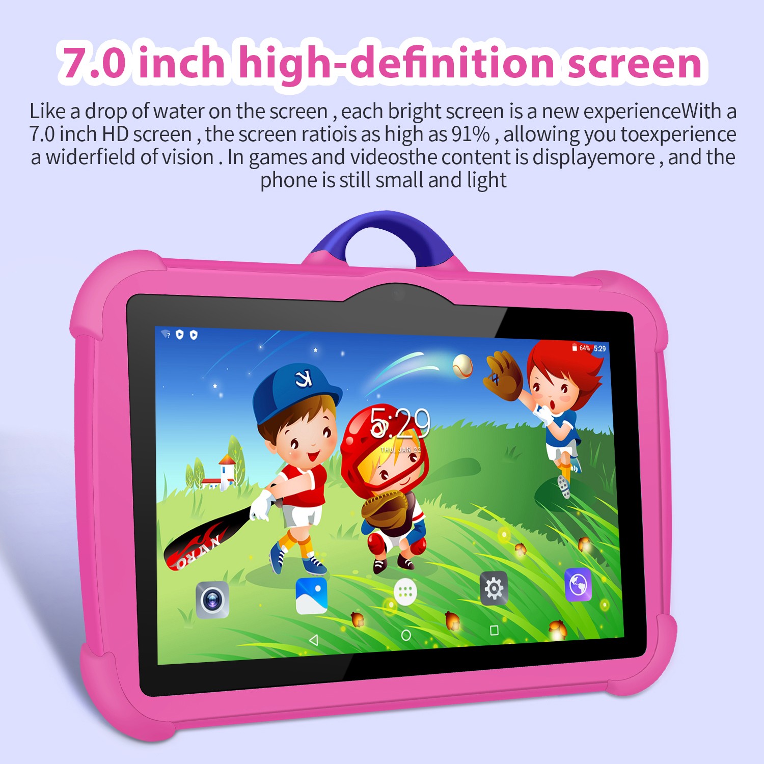 7-Inch 5G WiFi Kids Tablet - Quad Core, 4GB RAM, 64GB ROM