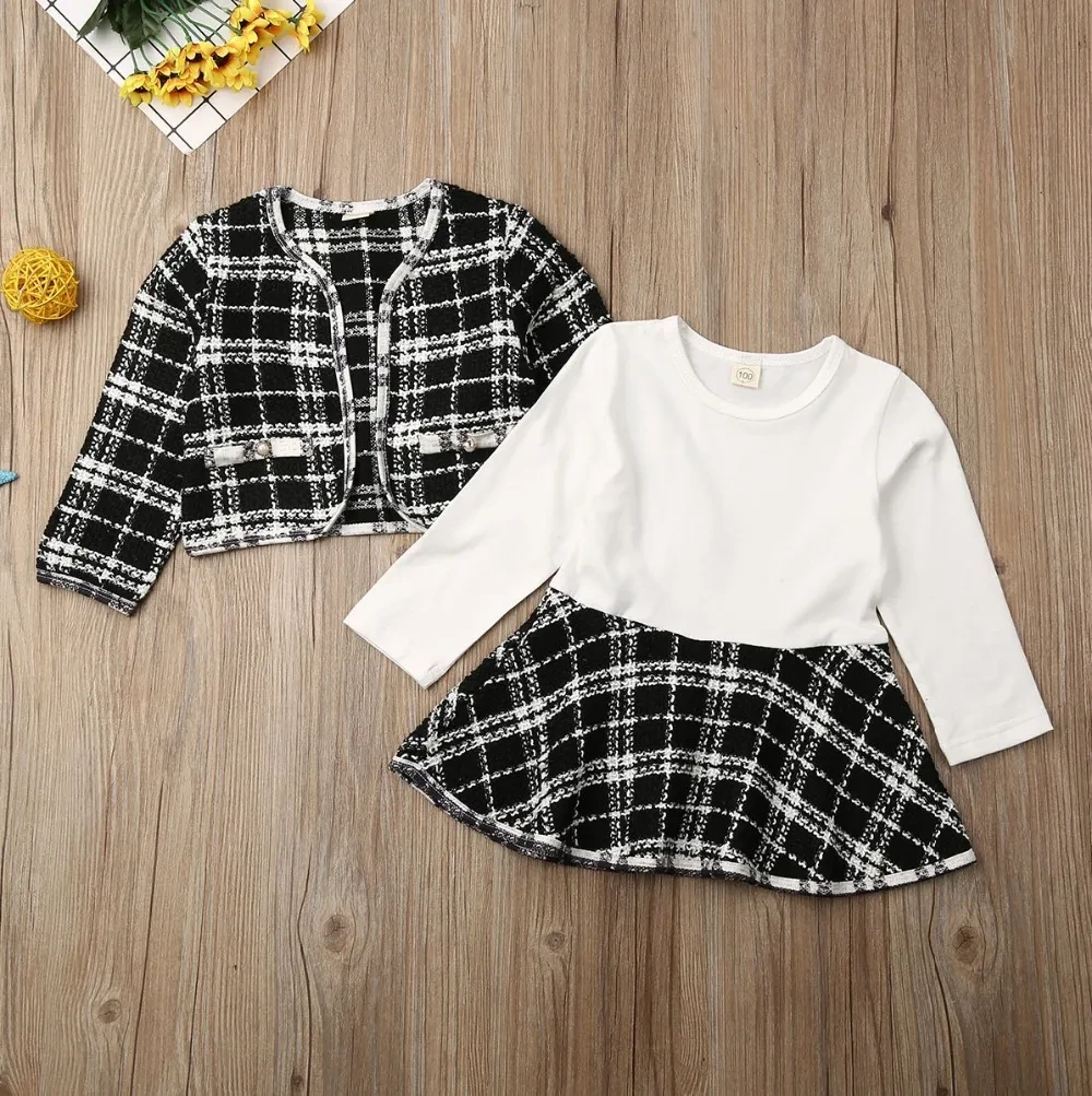 Long-sleeved Dresses Two-piece Children's Baby Small Incense Wind Suit