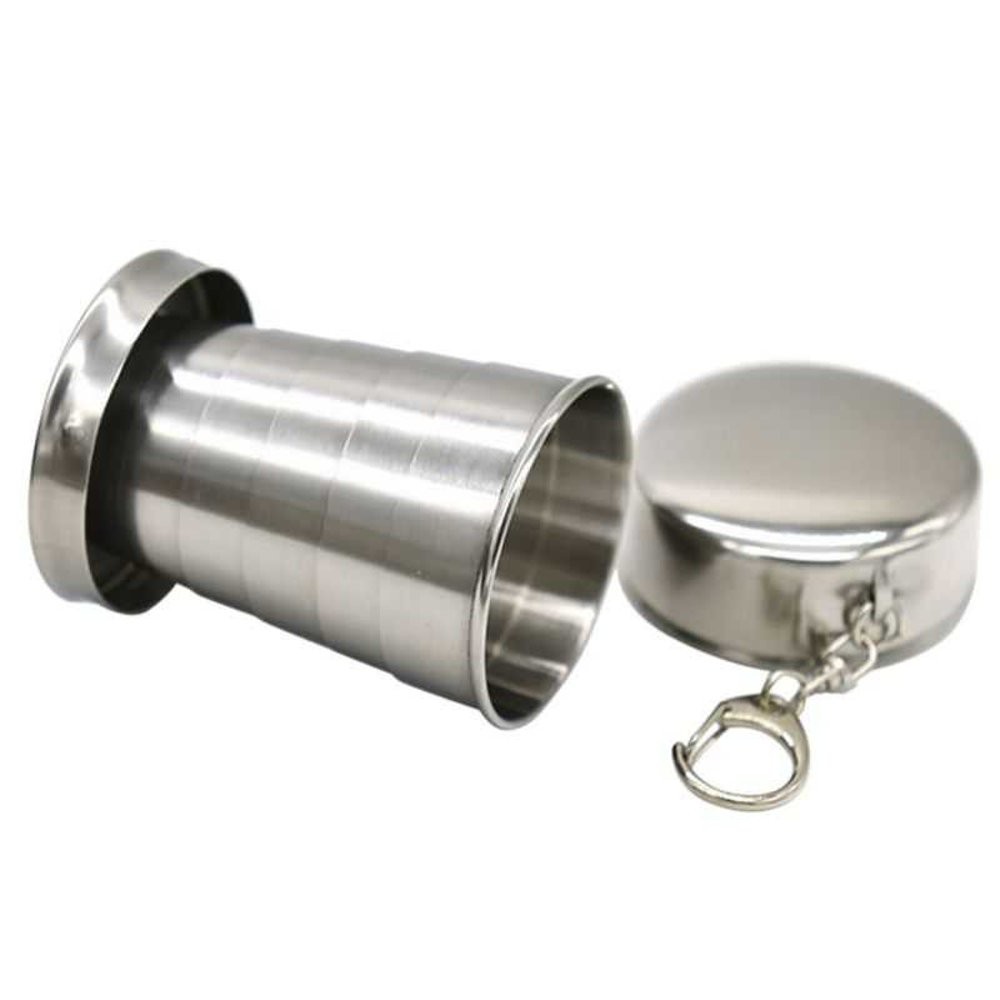 Stainless Steel Camping Folded Cup Keychain