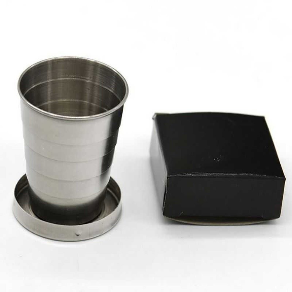 Stainless Steel Camping Folded Cup Keychain