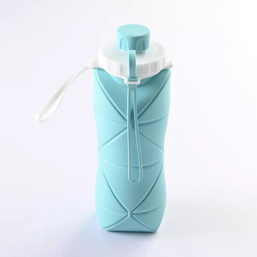 Origami Bottle Foldable Silicone Drinking Bottle / Foldable Bottle 600ml Sport Drinking Bottle With Hook