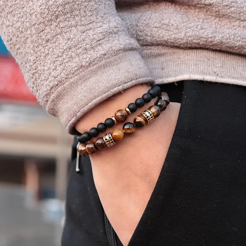 Tiger Eye Beaded Luxury Zirconia Bracelet