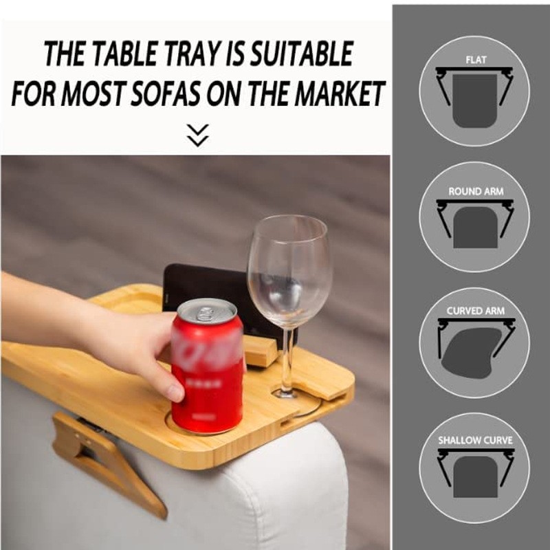Wooden Lazy Sofa Handrail Tray