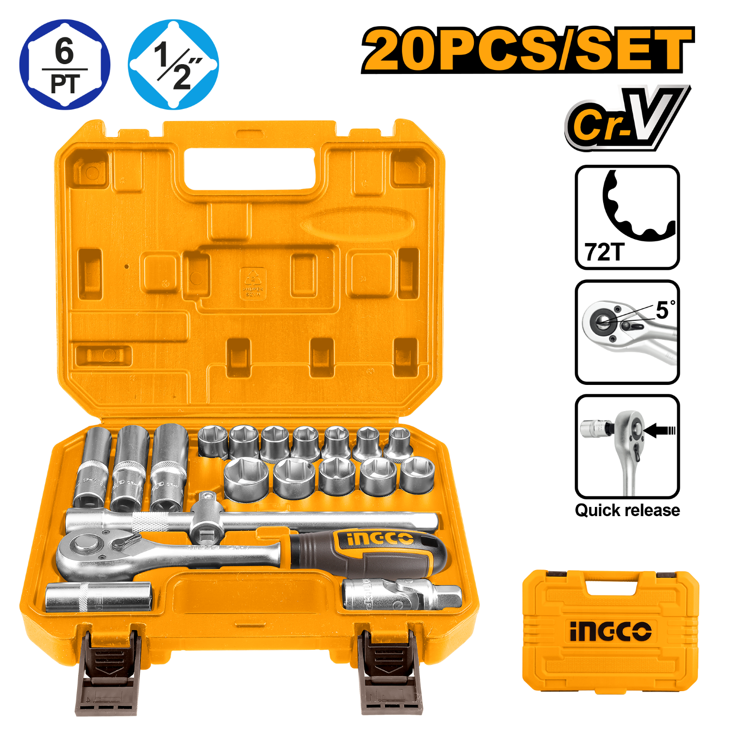 Socket set 20pcs 1/2