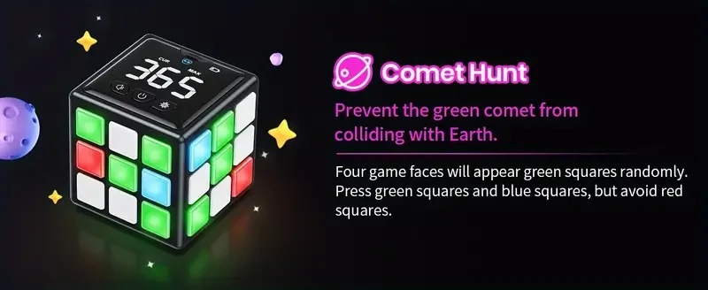 Rechargeable Brain-Boosting Game Cube for Youngsters & Adults - 15 Fun Memory & Speed Games, Adjustable Volume, USB Charging - Perfect Gift for Boys & Girls Ages 6+