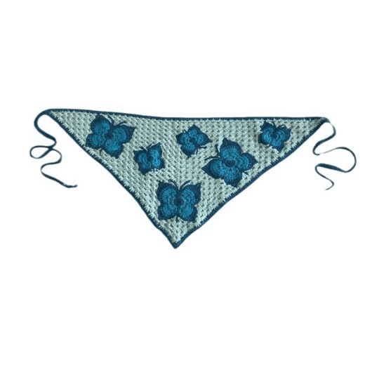 Blue Butterfly Hollow Crochet Triangular Binder