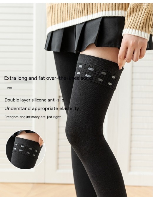 Lengthened Overknee Plus-sized Silicone Non-slip High-top Cotton Socks