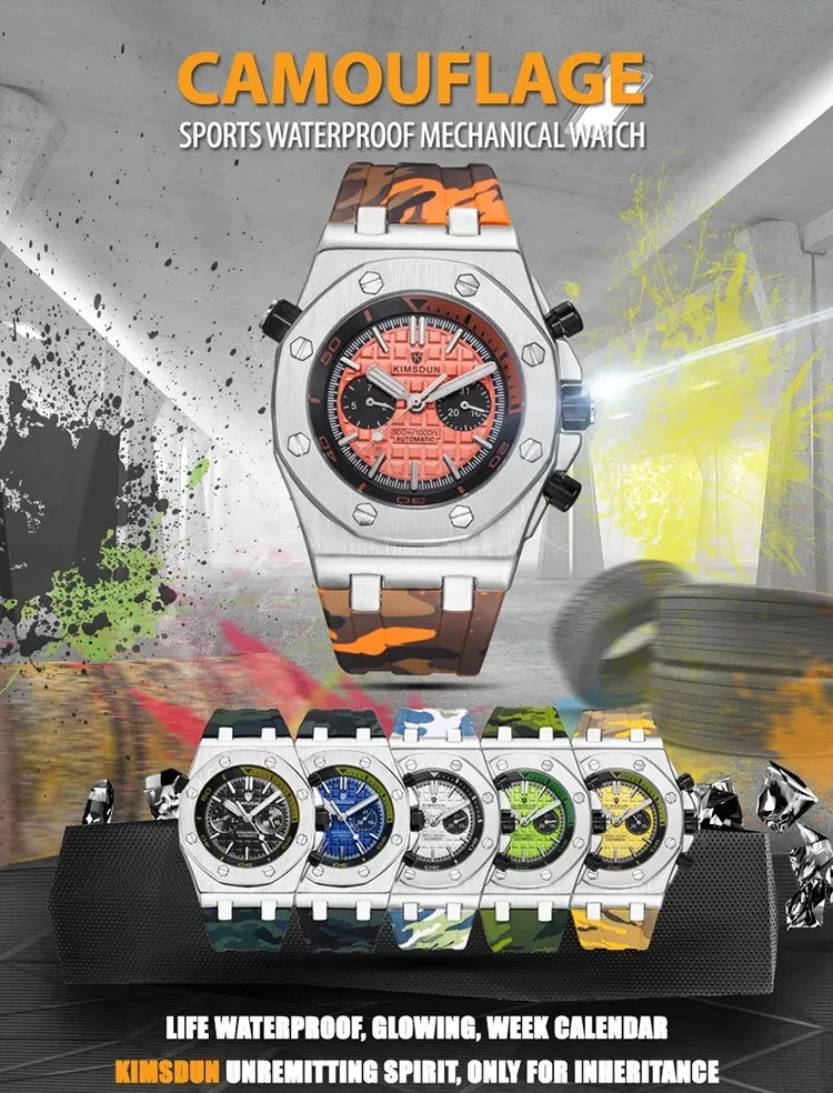 Mens Fashion Silicone Waterproof Automatic Mechanical Sports Watch