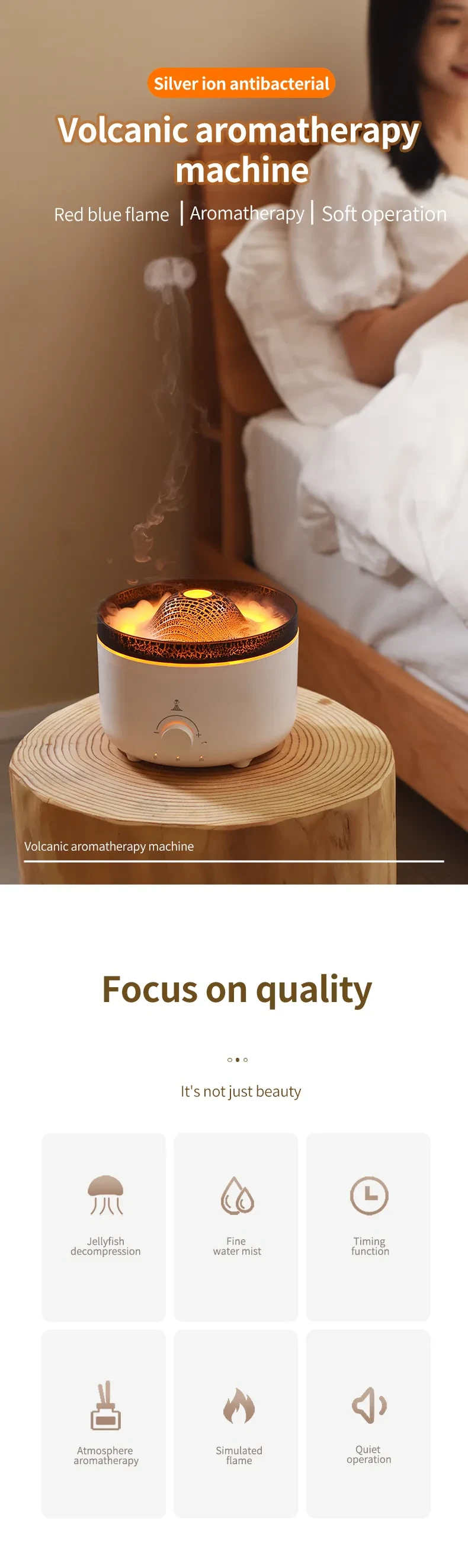 Simulated Flame Volcano Humidifier