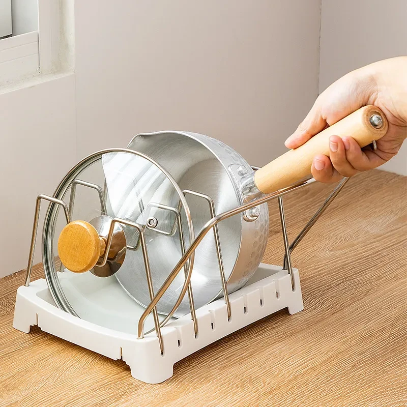 Stainless Steel Pot Cover Rack Kitchen Adjustable