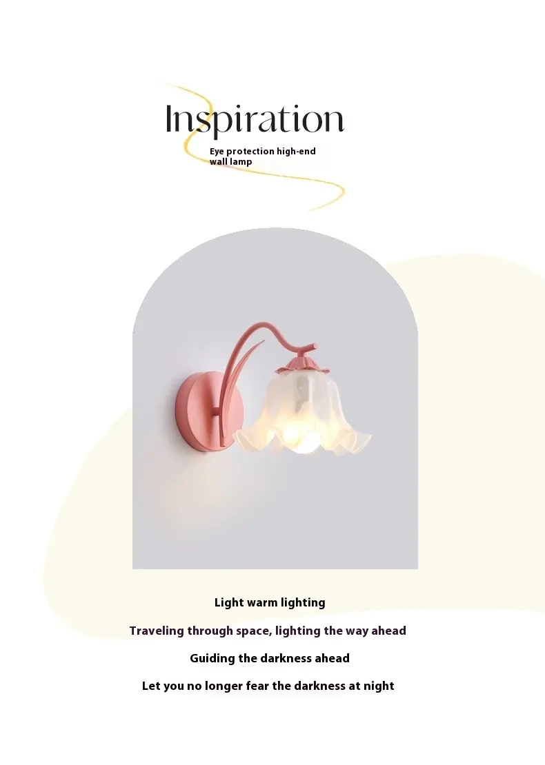 Retro Idyllic Girl Bed Head Wall Lamp Flower Wall Light Bulb
