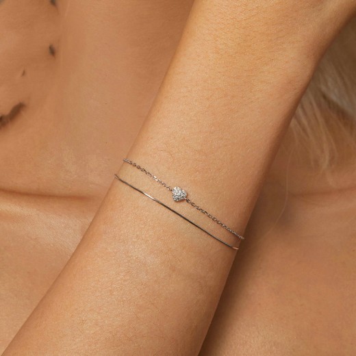 Fashion Double-layer Shining Heart Bracelet Sterling Silver
