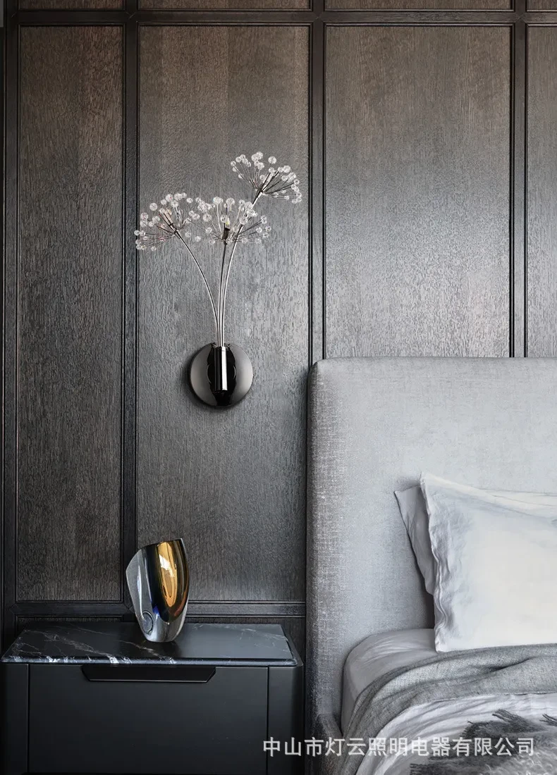 Light Luxury Crystal Dandelion Wall Lamp