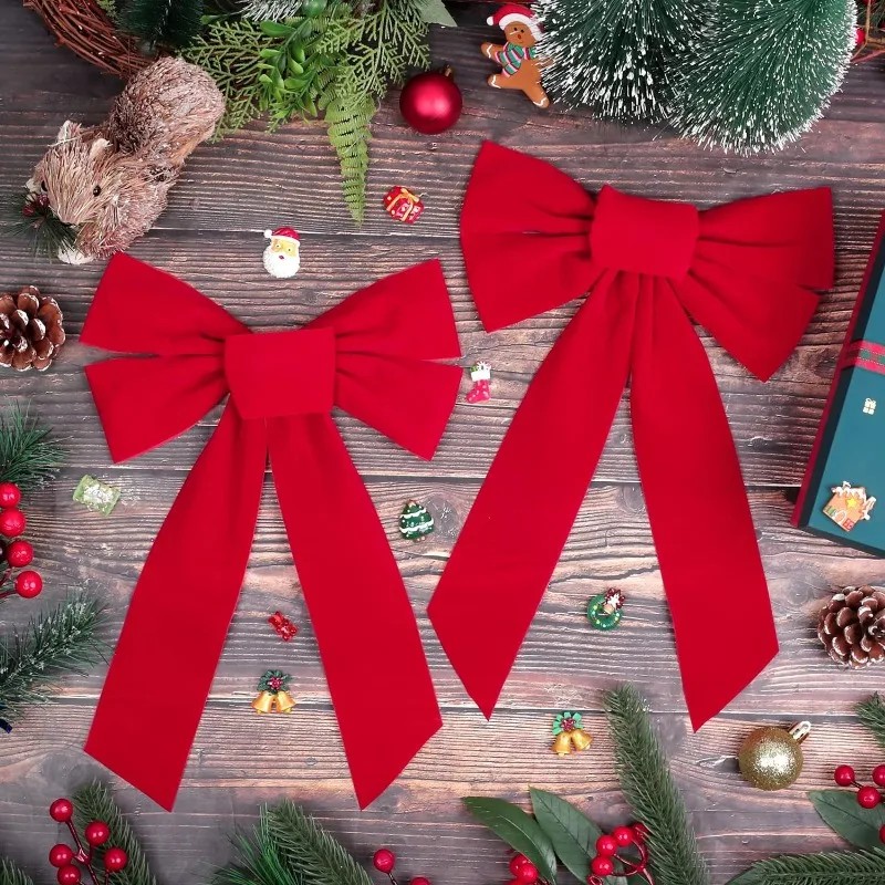 Big Bowknot Red Ribbon Christmas Tree Topper